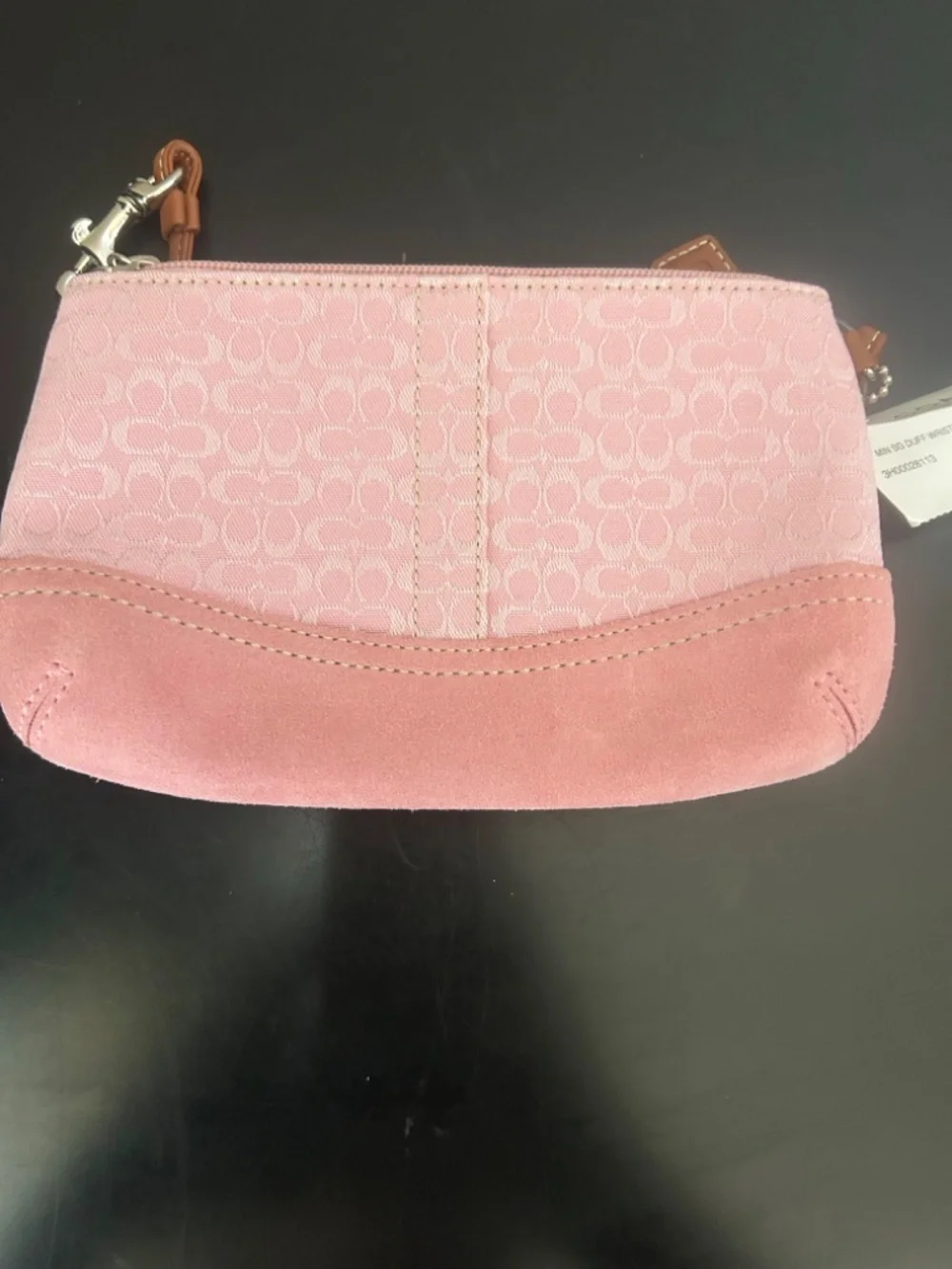 Coach Blush / Saddle Pink/Tan Suede Jacquard Canvas Wristlet. Vintage.NWT